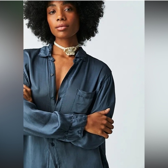 NWOT Free People X CP Shades Marrella Silk Button Down - Picture 2 of 10